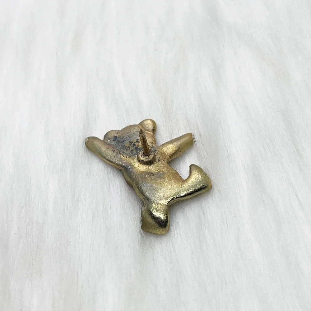 🔮 5/$25 Vintage Gold Tone Teddy Bear‎ Heart Pin